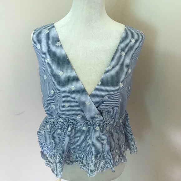 Forever 21 Blue and White Stripped Tank Top 1X - Picture 2 of 5